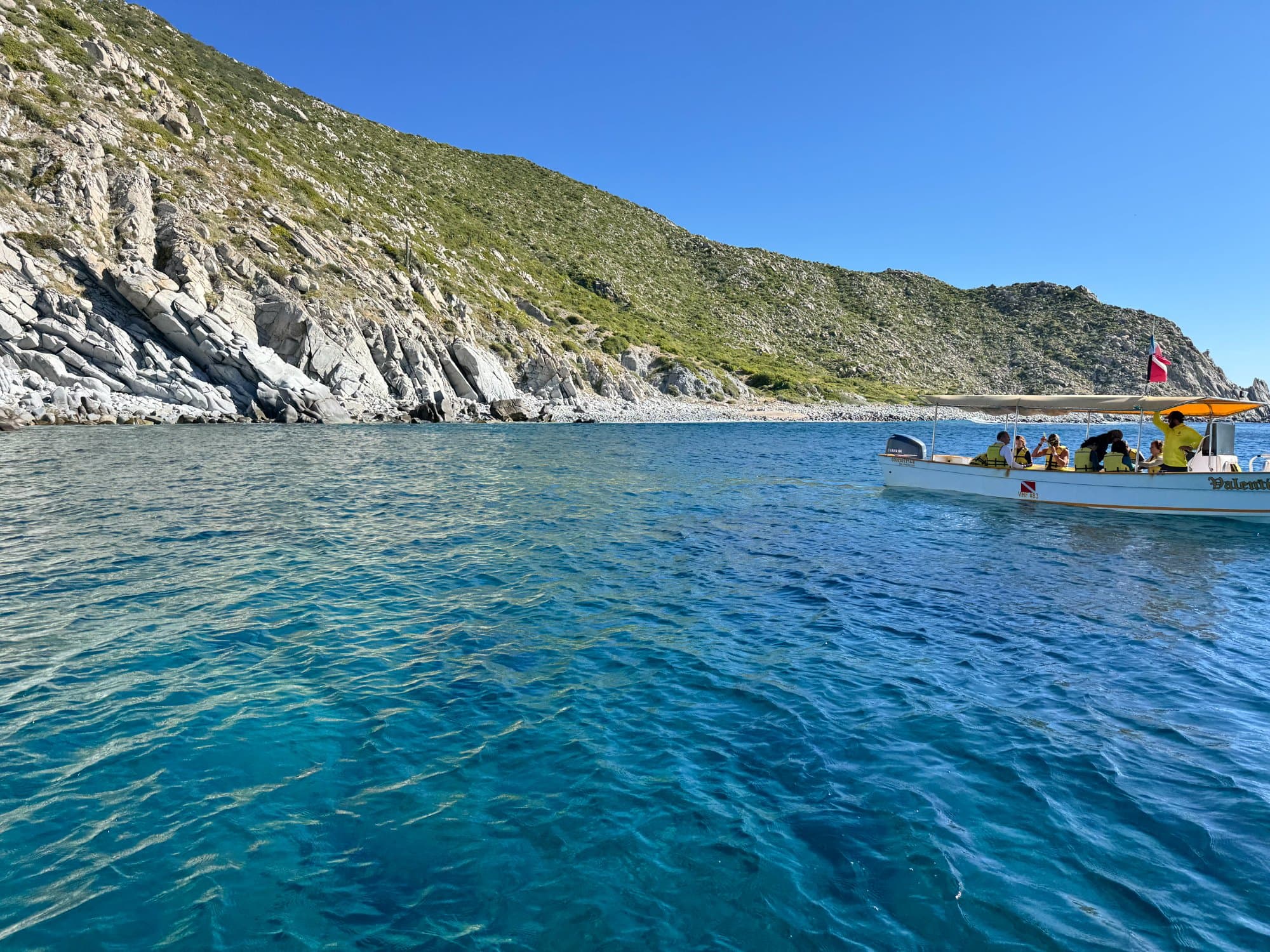 Snorkel boat in crystal clear water